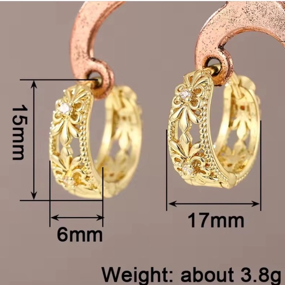 Anthropologie Gold Floral Hoop Earrings - Picture 2 of 5